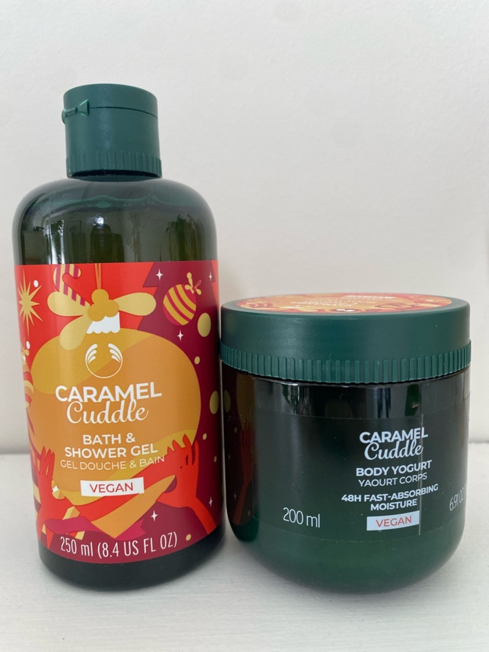 The Body Shop Limited Edition Caramel Cuddle Shower Gel & Body Yogurt Bundle NEW